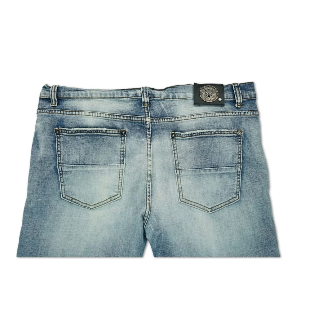 Jewel House Mens Moto‎ Biker Denim Skinny Jeans 40W 34L  Distressed Blue